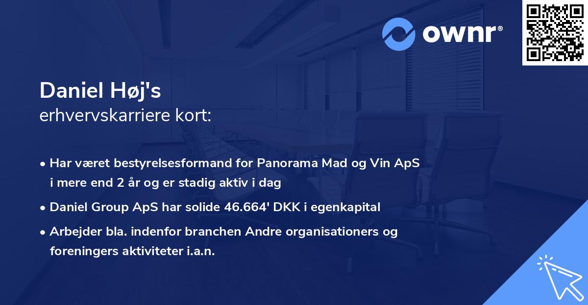 Daniel Høj's erhvervskarriere kort