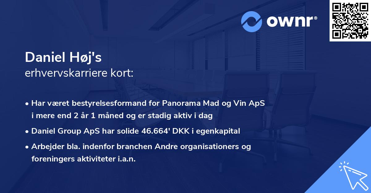 Daniel Høj's erhvervskarriere kort