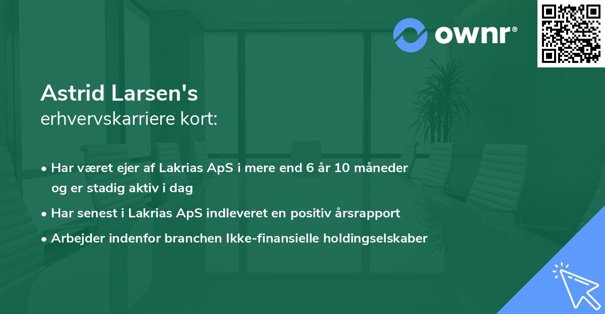 Astrid Larsen's erhvervskarriere kort