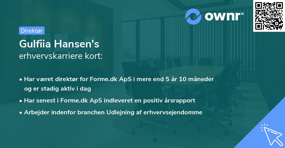 Gulfiia Hansen's erhvervskarriere kort