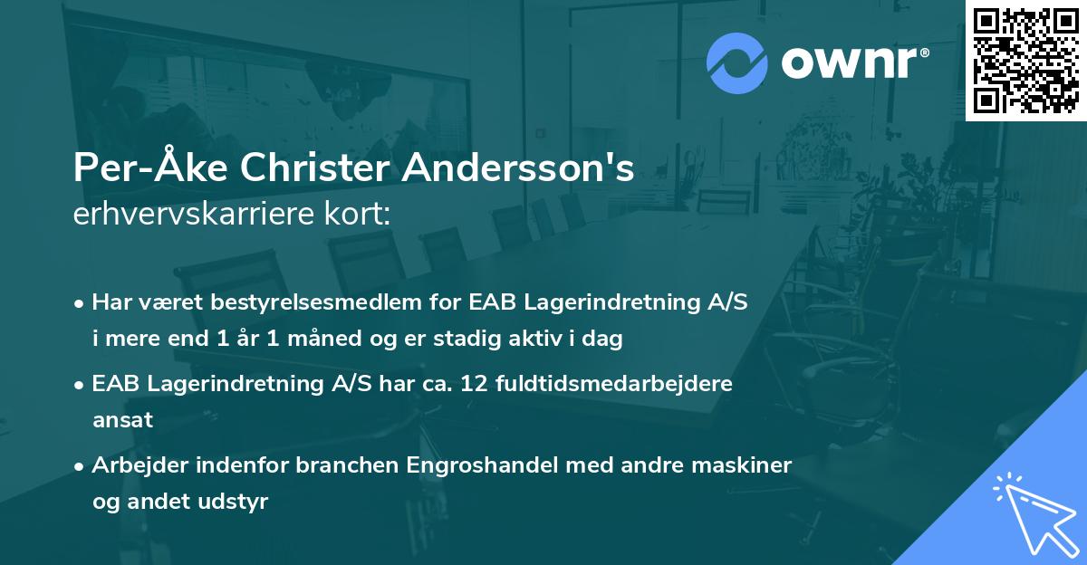 Per-Åke Christer Andersson's erhvervskarriere kort