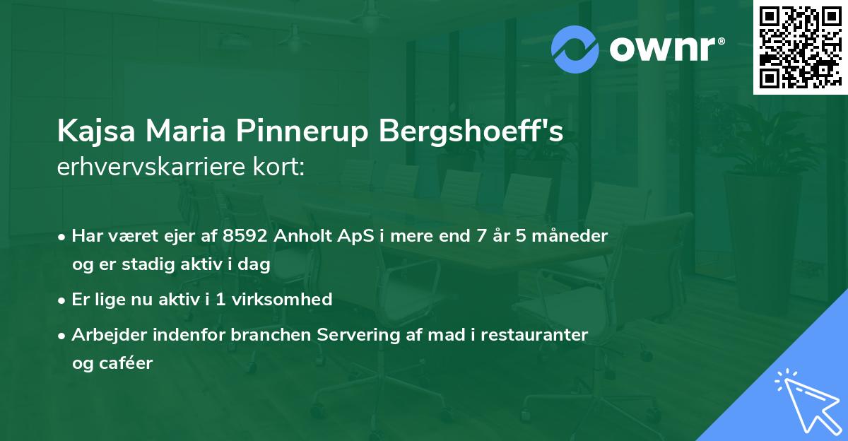 Kajsa Maria Pinnerup Bergshoeff's erhvervskarriere kort