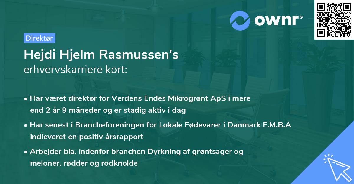 Hejdi Hjelm Rasmussen's erhvervskarriere kort