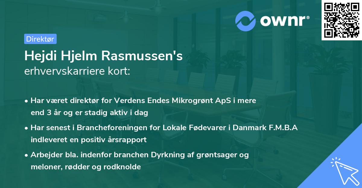 Hejdi Hjelm Rasmussen's erhvervskarriere kort