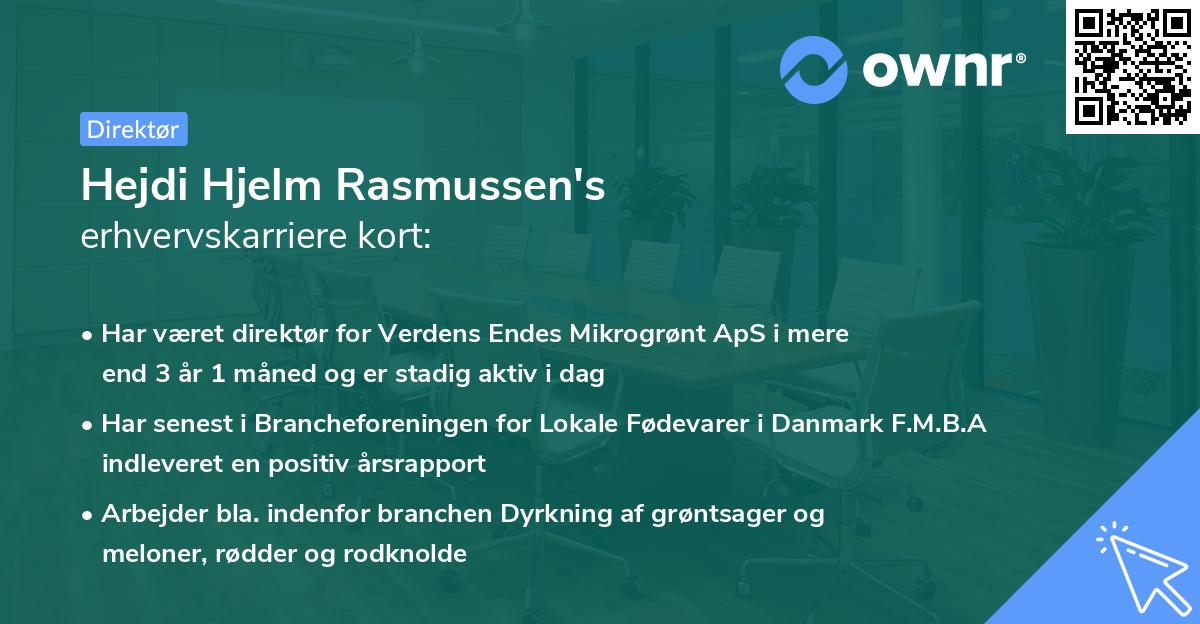 Hejdi Hjelm Rasmussen's erhvervskarriere kort