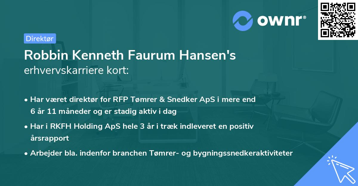 Robbin Kenneth Faurum Hansen's erhvervskarriere kort