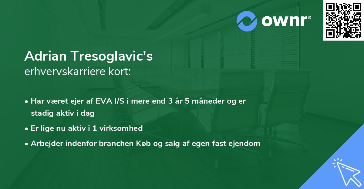 Adrian Tresoglavic's erhvervskarriere kort