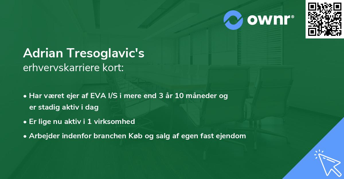Adrian Tresoglavic's erhvervskarriere kort