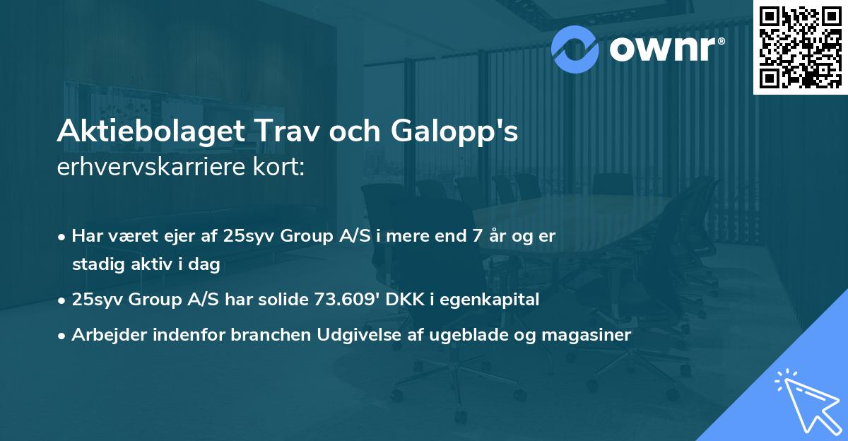 Aktiebolaget Trav och Galopp's erhvervskarriere kort