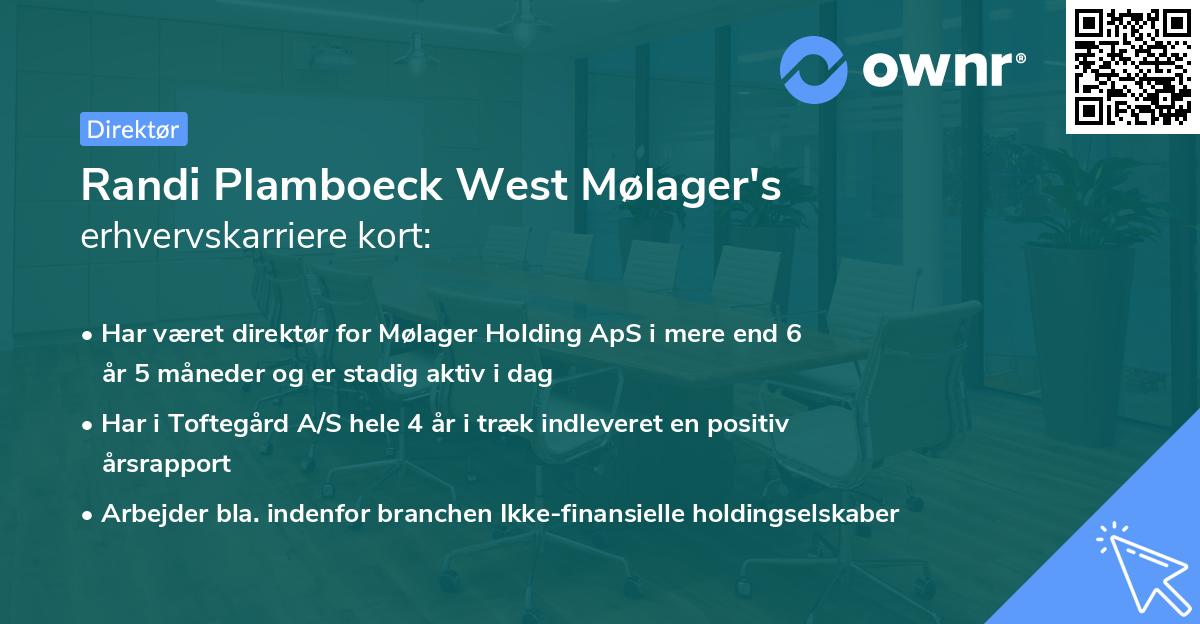 Randi Plamboeck West Mølager's erhvervskarriere kort