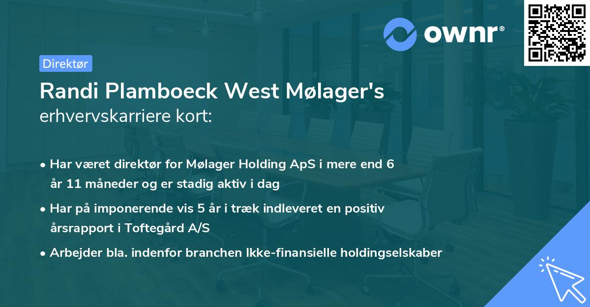 Randi Plamboeck West Mølager's erhvervskarriere kort