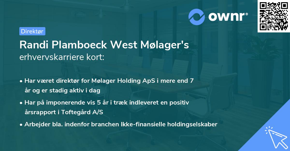 Randi Plamboeck West Mølager's erhvervskarriere kort