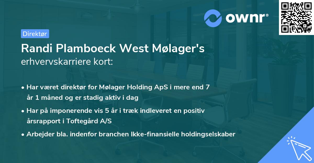 Randi Plamboeck West Mølager's erhvervskarriere kort