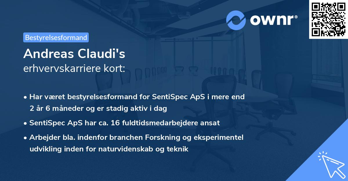 Andreas Claudi's erhvervskarriere kort