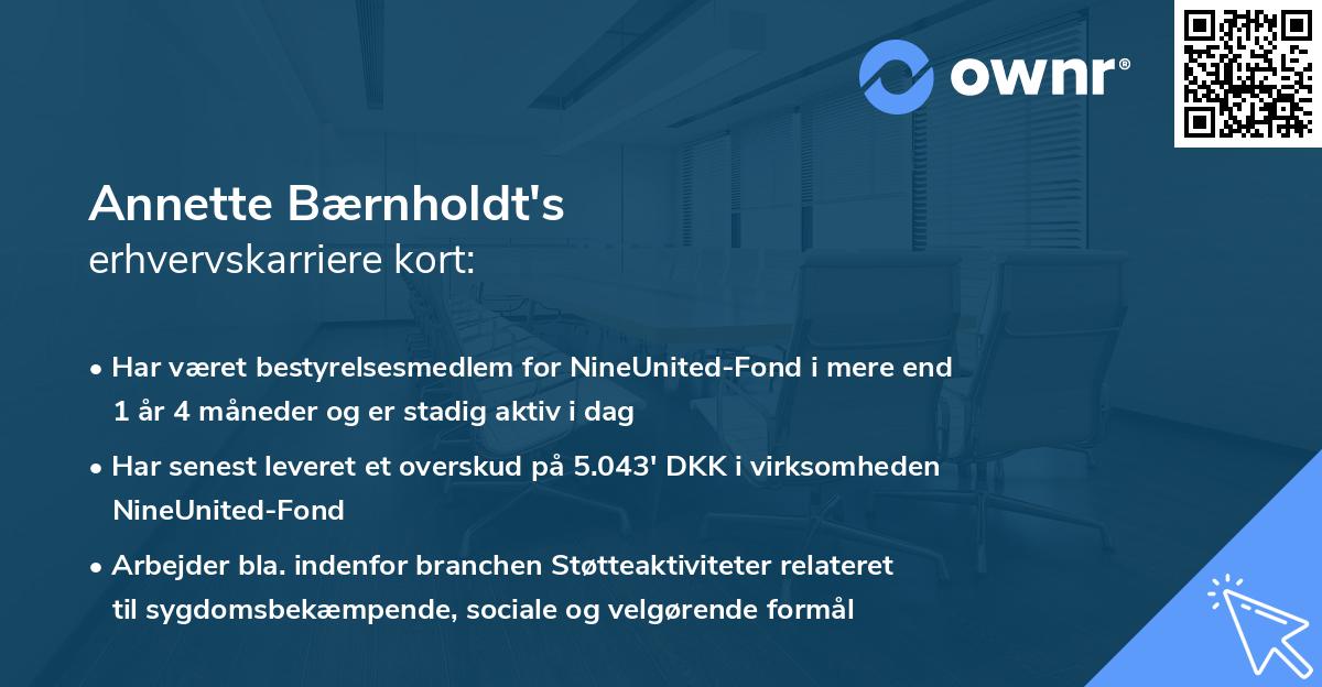 Annette Bærnholdt's erhvervskarriere kort