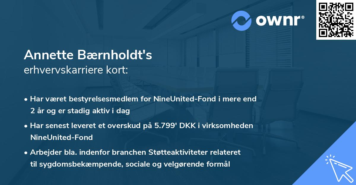 Annette Bærnholdt's erhvervskarriere kort