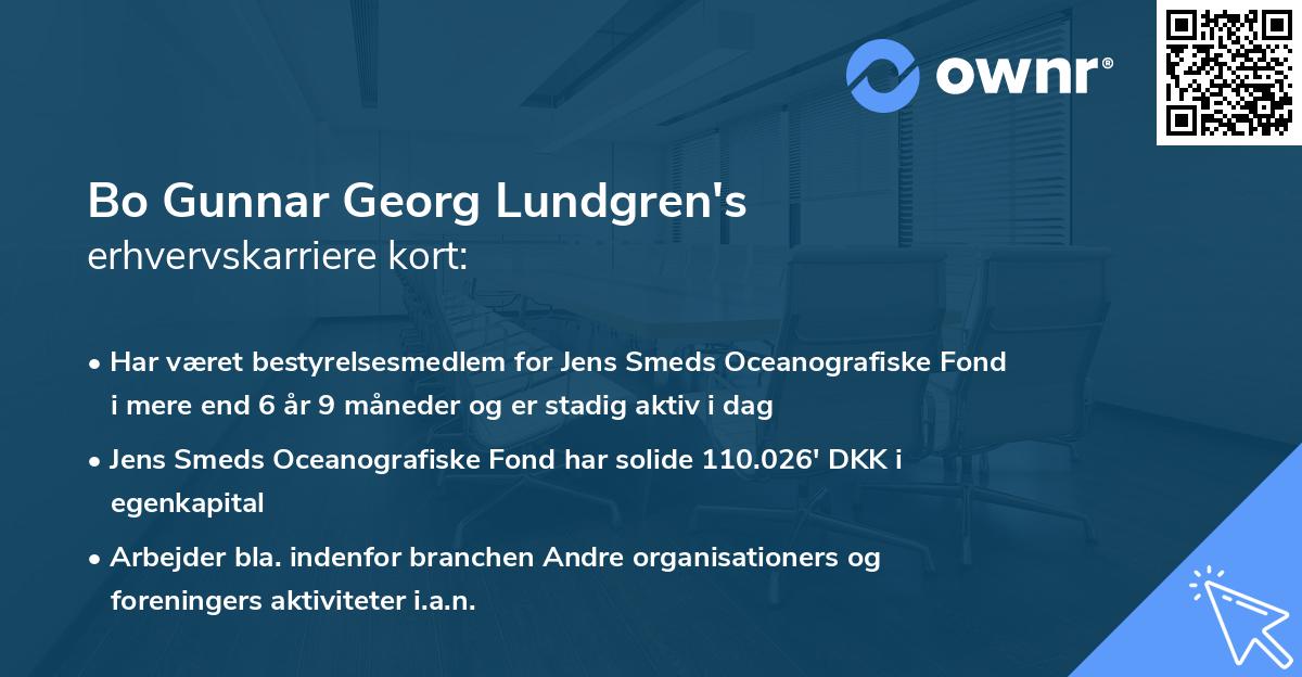 Bo Gunnar Georg Lundgren's erhvervskarriere kort