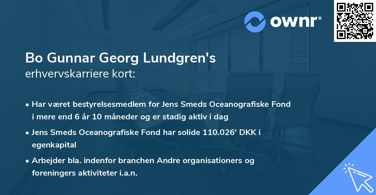 Bo Gunnar Georg Lundgren's erhvervskarriere kort
