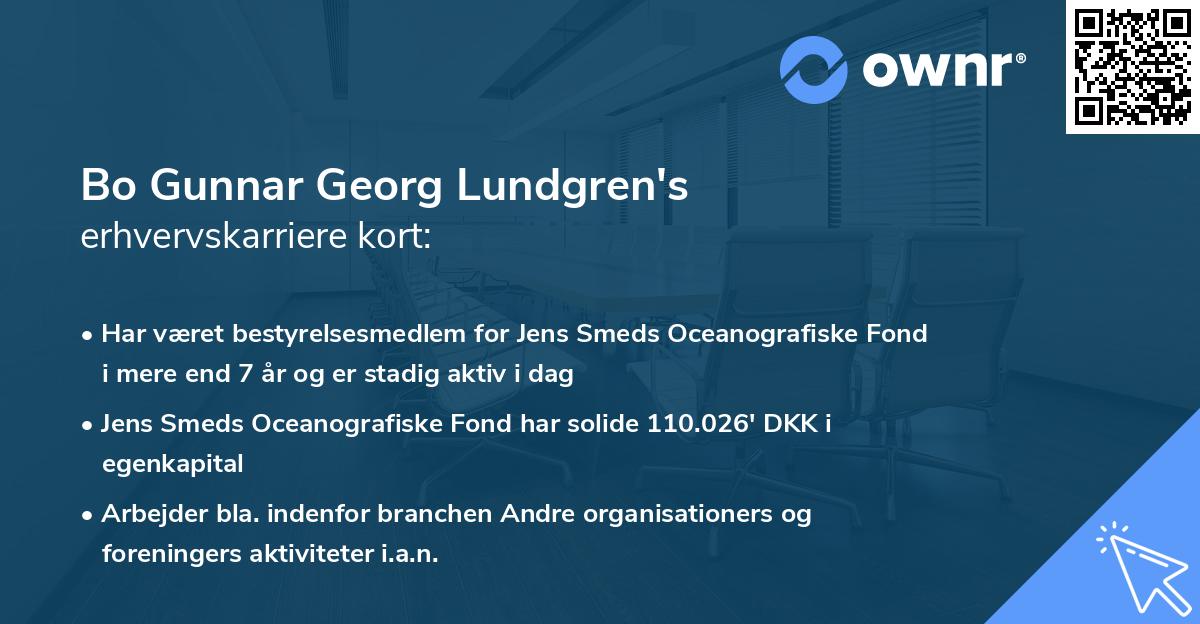 Bo Gunnar Georg Lundgren's erhvervskarriere kort