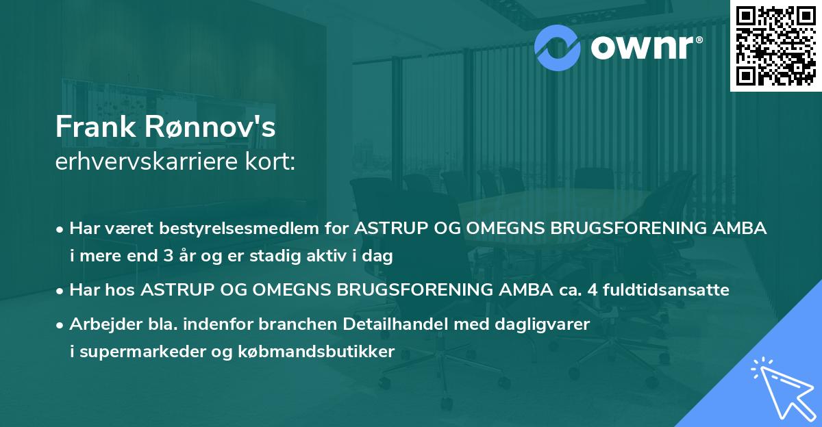 Frank Rønnov's erhvervskarriere kort