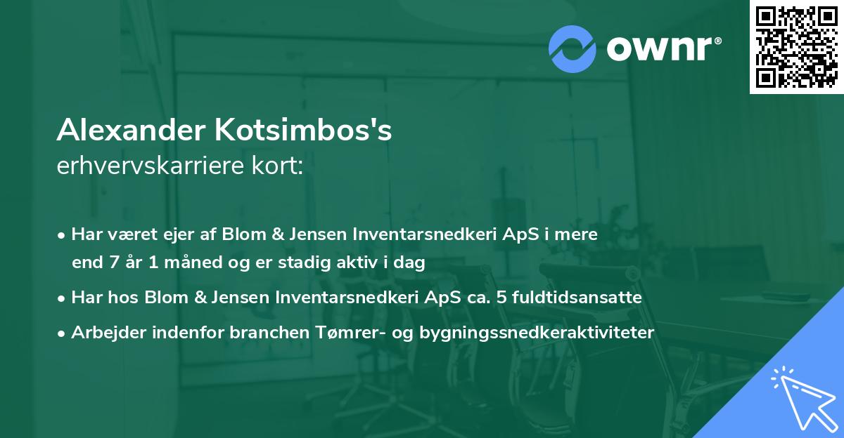 Alexander Kotsimbos's erhvervskarriere kort