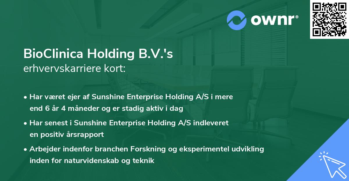 BioClinica Holding B.V.'s erhvervskarriere kort