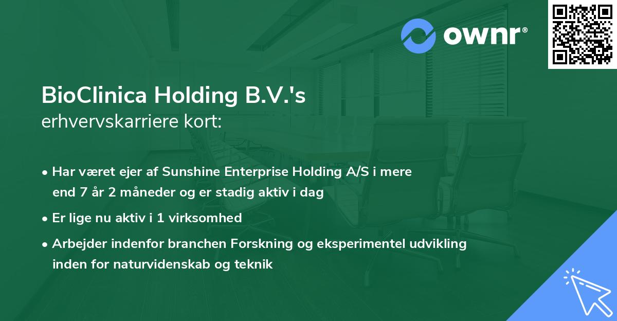 BioClinica Holding B.V.'s erhvervskarriere kort