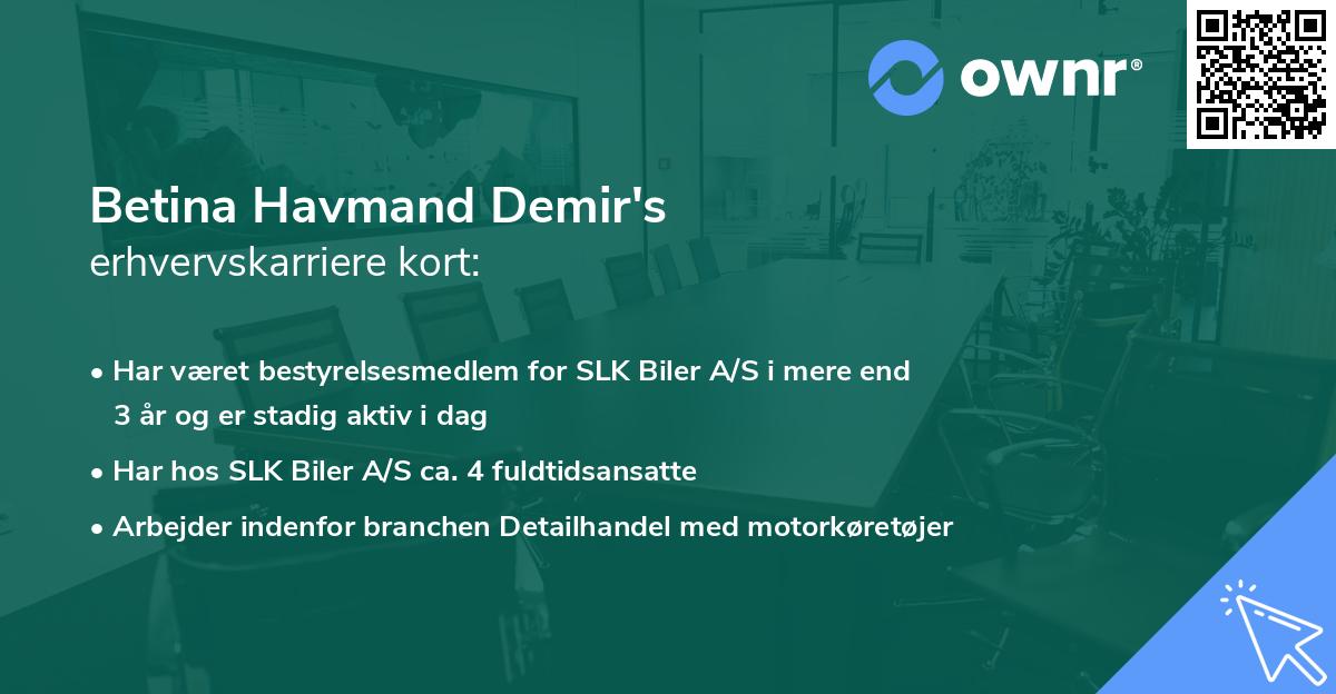 Betina Havmand Demir's erhvervskarriere kort