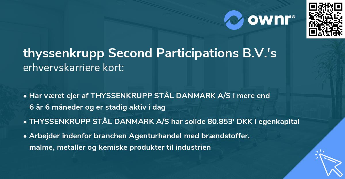 thyssenkrupp Second Participations B.V.'s erhvervskarriere kort