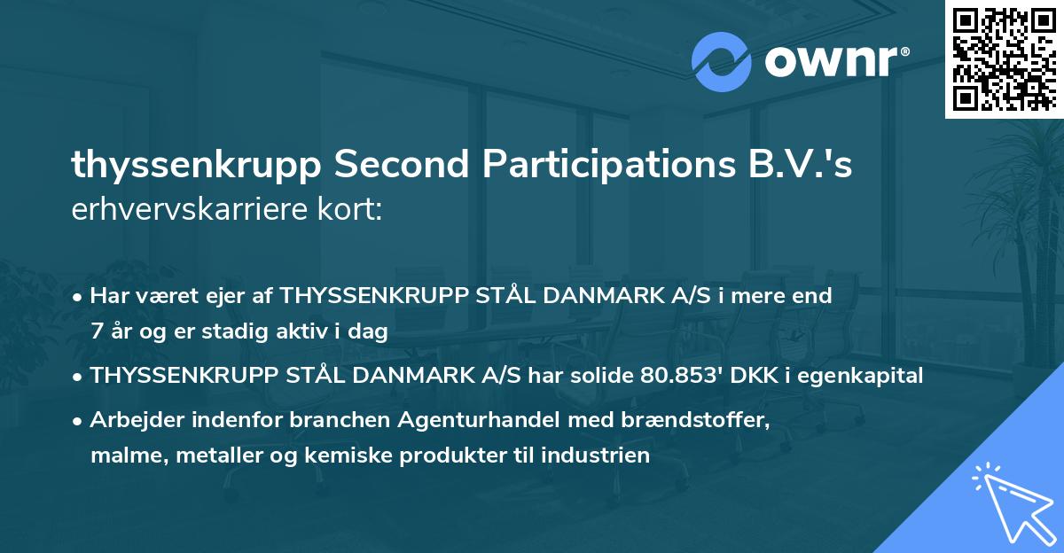 thyssenkrupp Second Participations B.V.'s erhvervskarriere kort