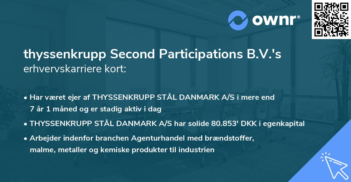 thyssenkrupp Second Participations B.V.'s erhvervskarriere kort
