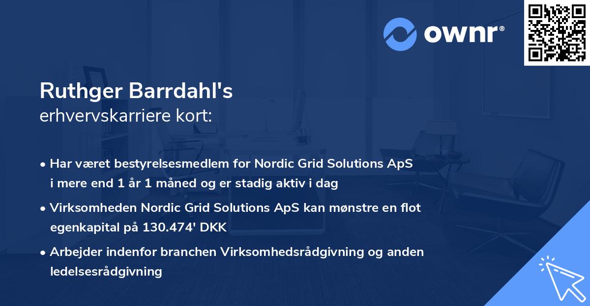 Ruthger Barrdahl's erhvervskarriere kort