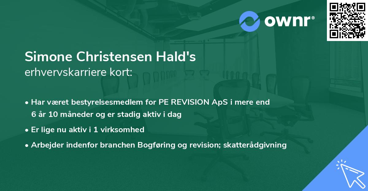 Simone Christensen Hald's erhvervskarriere kort