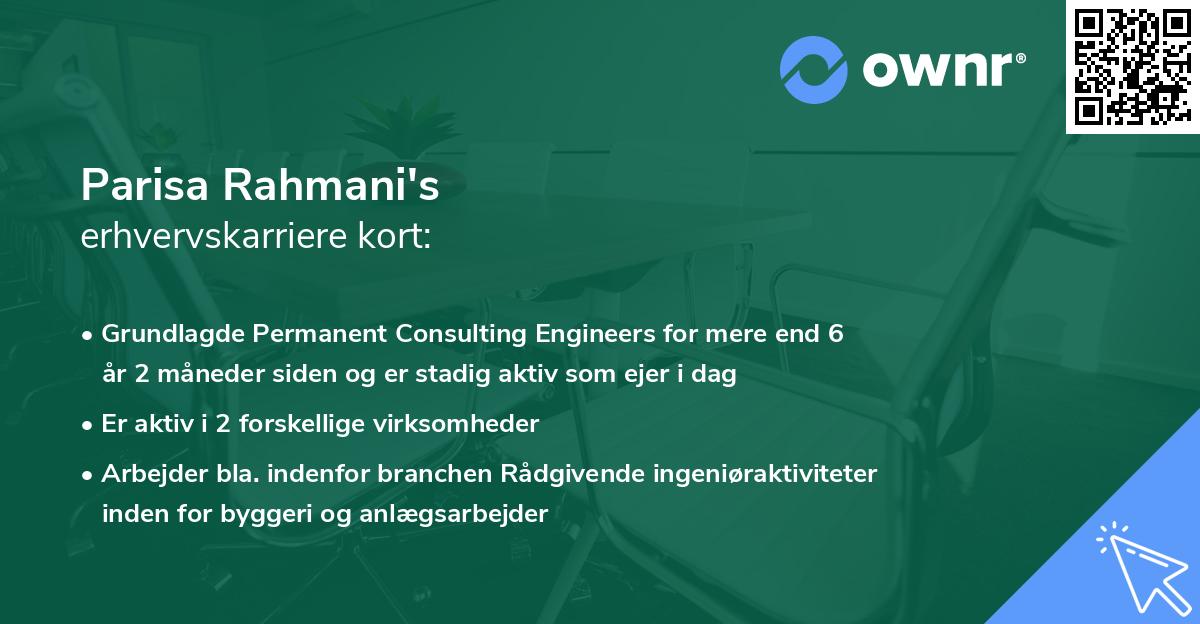 Parisa Rahmani's erhvervskarriere kort