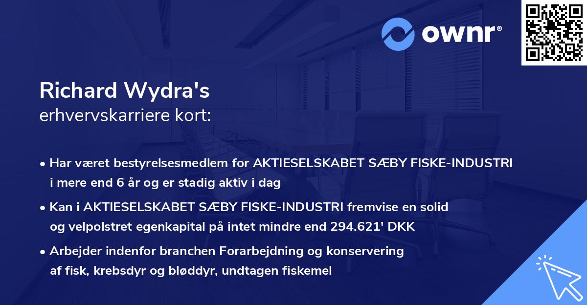 Richard Wydra's erhvervskarriere kort