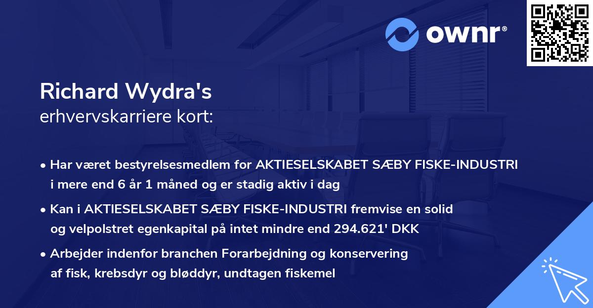 Richard Wydra's erhvervskarriere kort