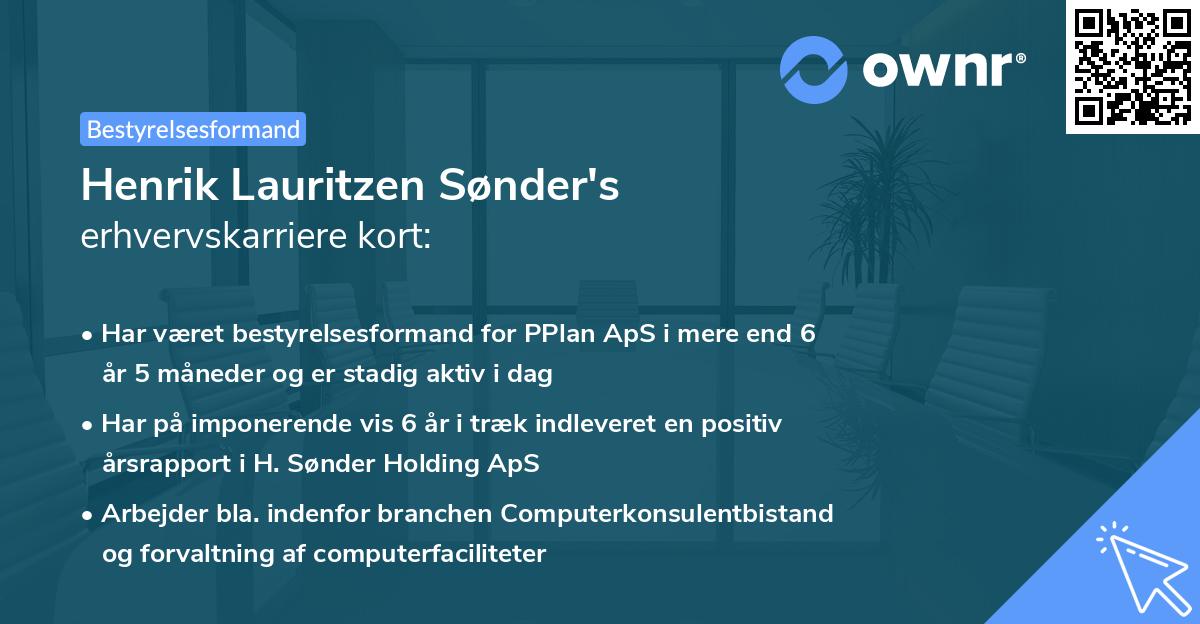 Henrik Lauritzen Sønder's erhvervskarriere kort