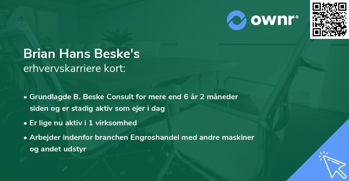 Brian Hans Beske's erhvervskarriere kort