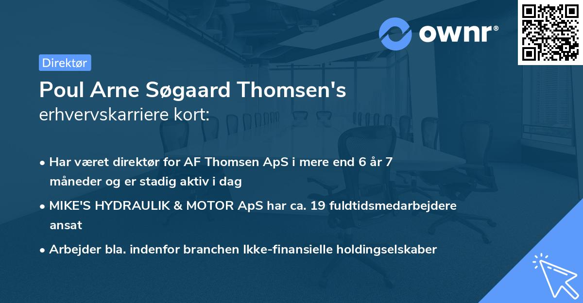 Poul Arne Søgaard Thomsen's erhvervskarriere kort