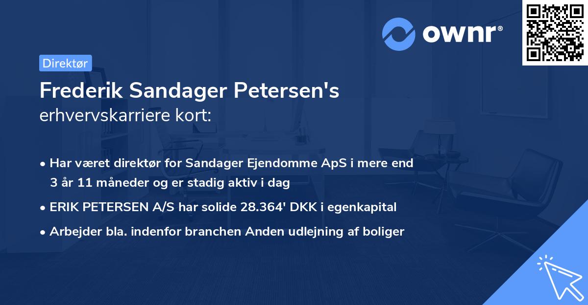 Frederik Sandager Petersen's erhvervskarriere kort
