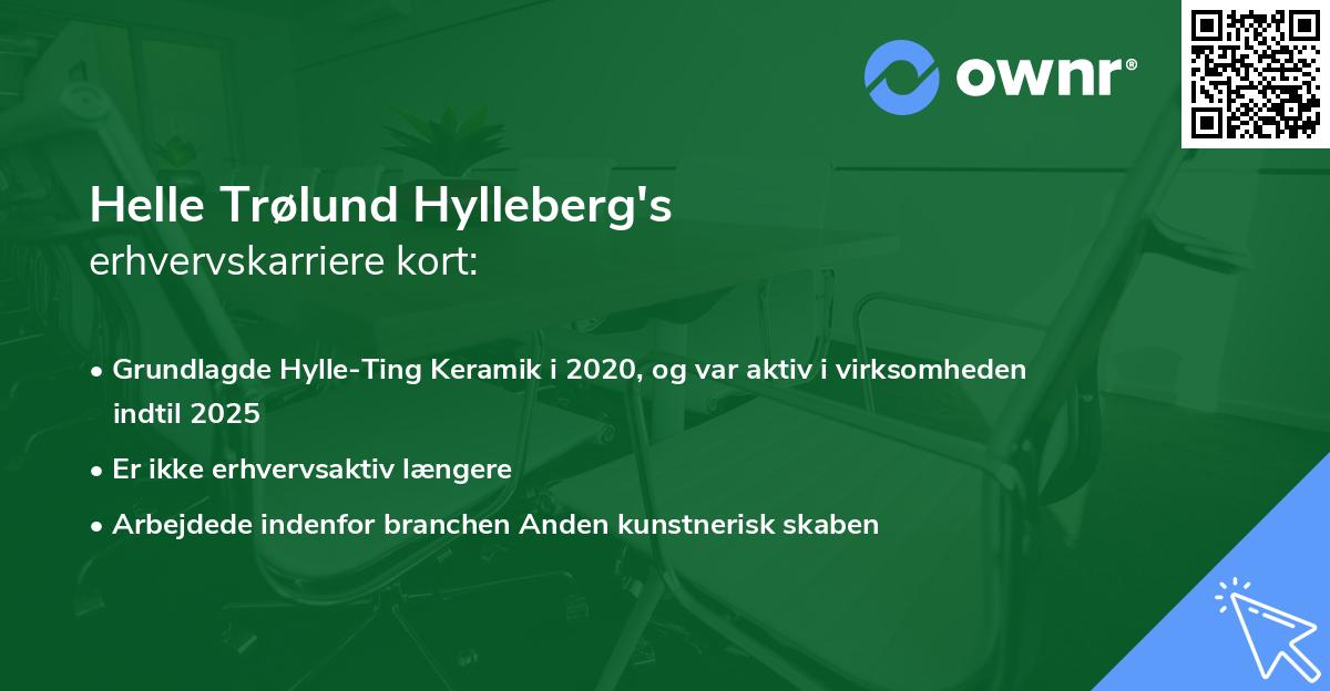 Helle Trølund Hylleberg's erhvervskarriere kort