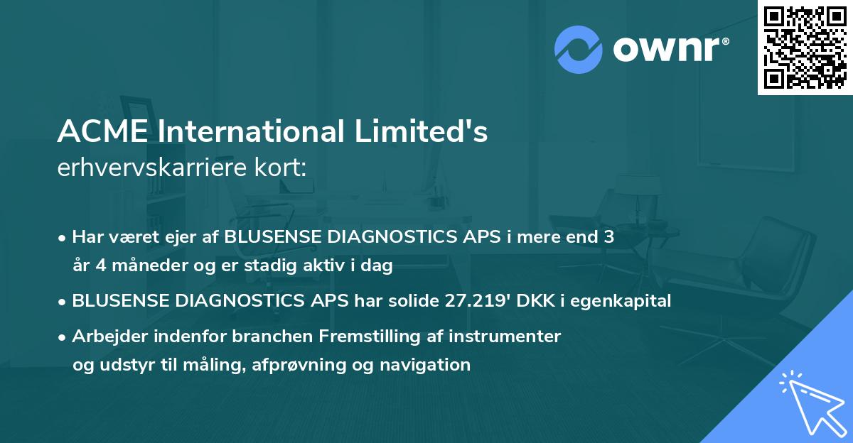 ACME International Limited's erhvervskarriere kort