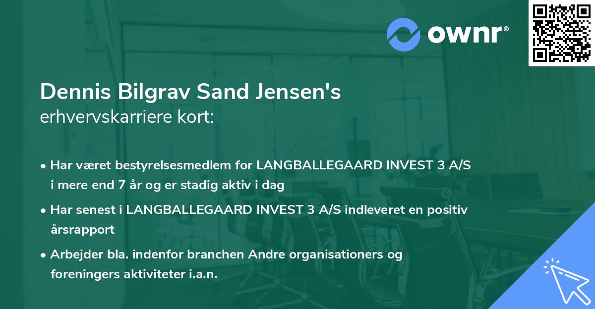 Dennis Bilgrav Sand Jensen's erhvervskarriere kort