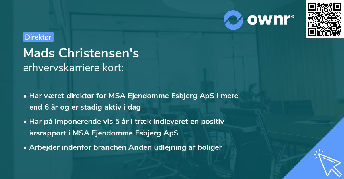 Mads Christensen's erhvervskarriere kort