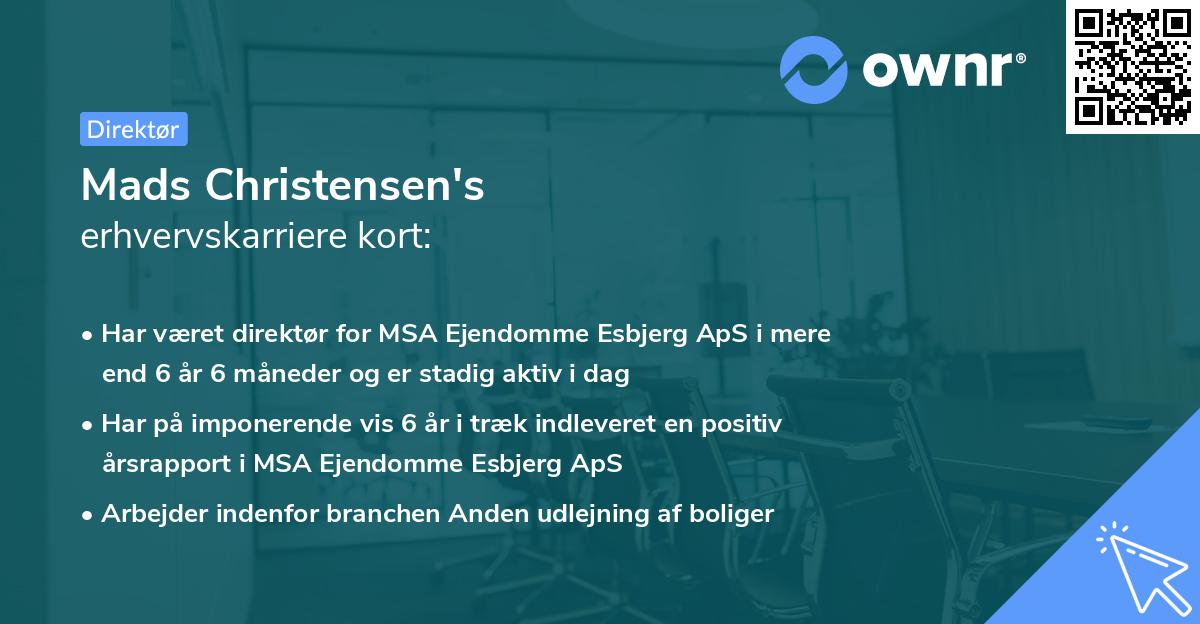 Mads Christensen's erhvervskarriere kort
