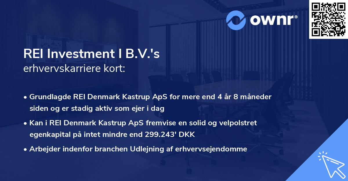 REI Investment I B.V.'s erhvervskarriere kort