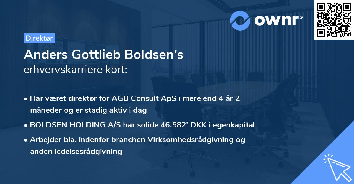 Anders Gottlieb Boldsen's erhvervskarriere kort
