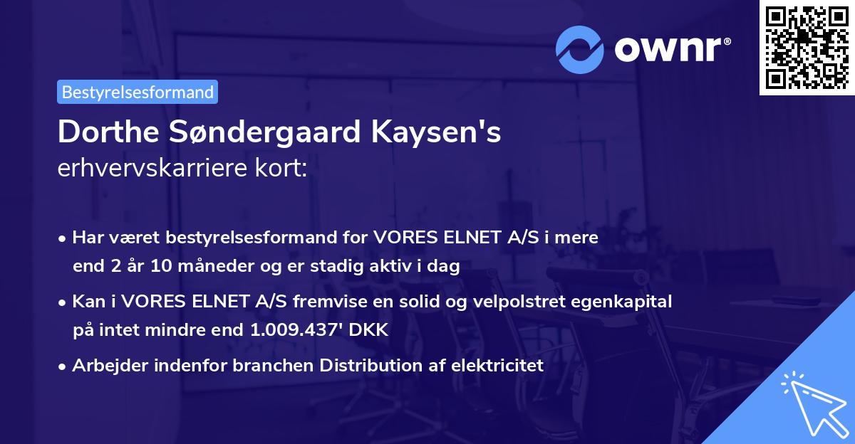 Dorthe Søndergaard Kaysen's erhvervskarriere kort