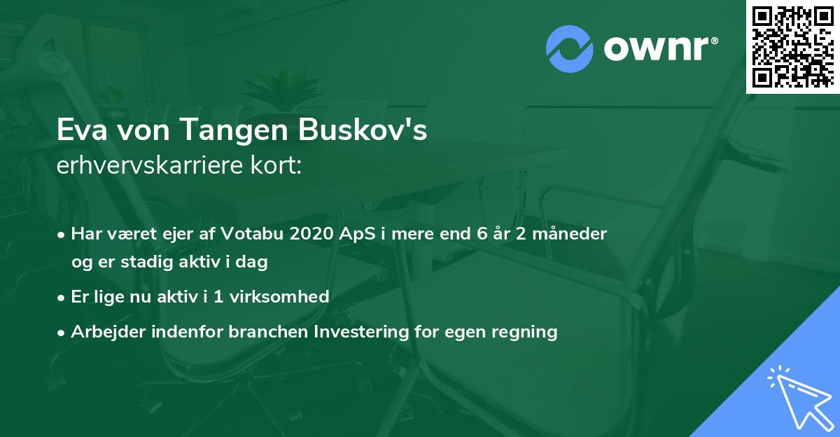Eva von Tangen Buskov's erhvervskarriere kort