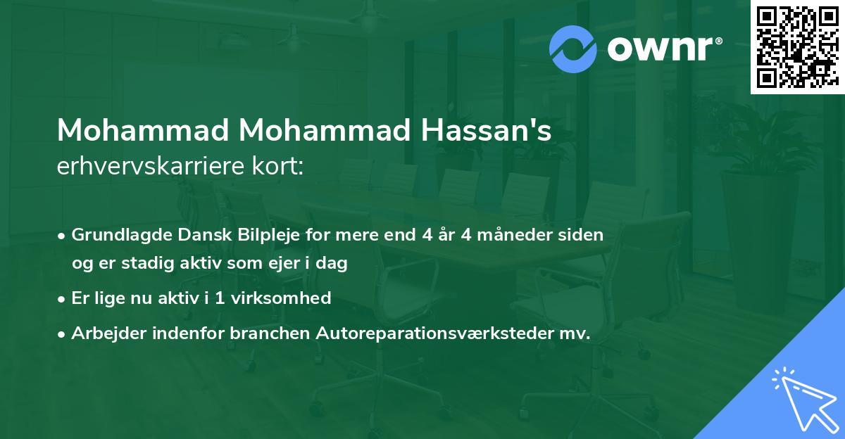 Mohammad Mohammad Hassan's erhvervskarriere kort